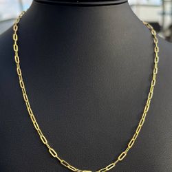 New Jewelry 14k yellow gold PaperClip chain necklace 20” 3.20 mm width
