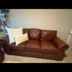  Brown  Italian  Leather  Sofa 