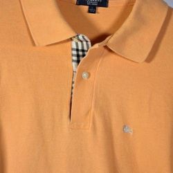 Burberry Orange Short Sleeved Men's Large Summer Shirt.   The item has the Burberry Signature