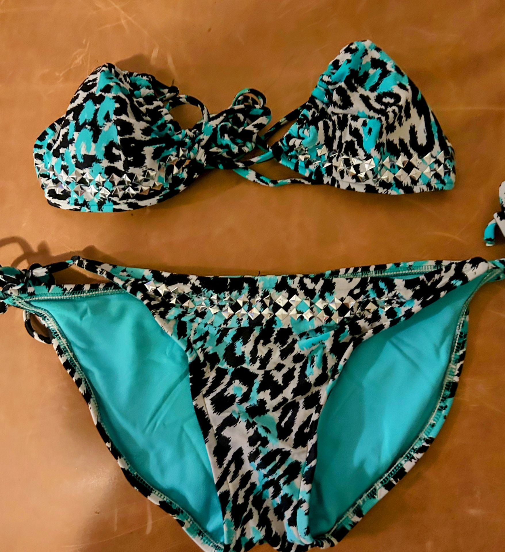 Xhilaration Target Bikini (Bottoms And Top )Animal Print Black Green Size S