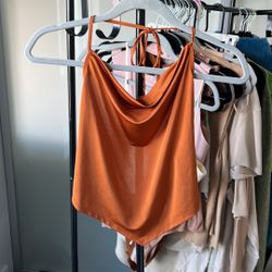 Silk Orange Halter Top