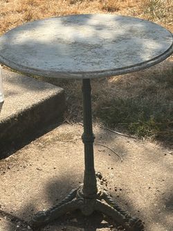 Marble top industrial cast iron bistro table