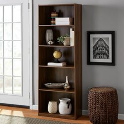Mainstays Heritage 5-Shelf Bookcase, Walnut