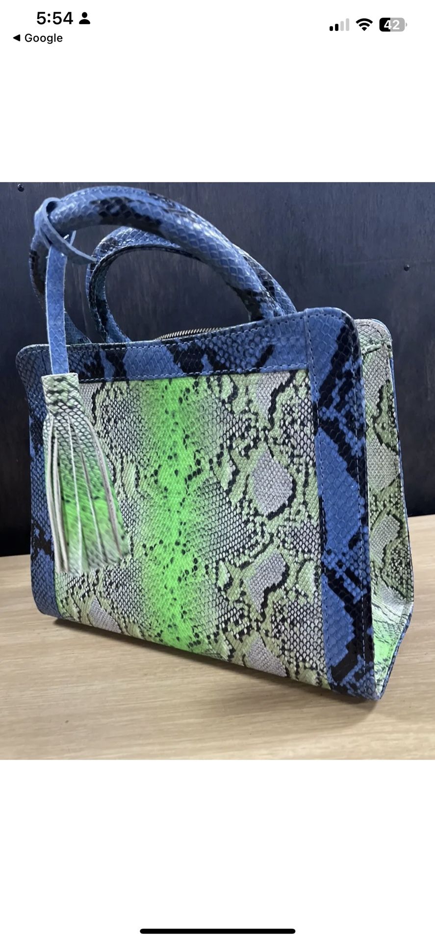 Lola Adeoti Green/Yellow Python skin womens Tote Bag