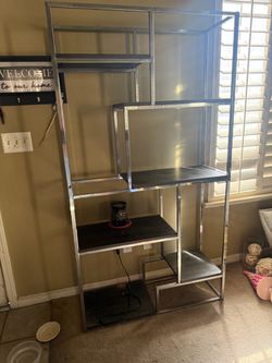 Modern Metal and Wood Etagere Bookshelf