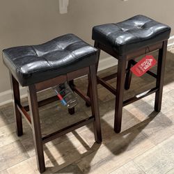 New Coaster Set of 2 Donald Transitional Upholstered Barstools Black/Cappuccino 