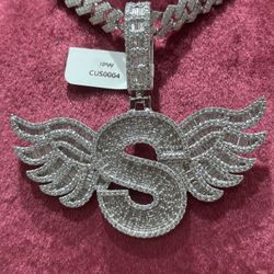 ✨ 8mm Cuban Chain (20”) with Custom “S with Wings” 17.32 CTW Pendant – Jewelry Palace 💎 