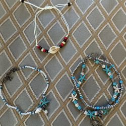 2 Ankle Bracelets And 1 Wrist Bracelet