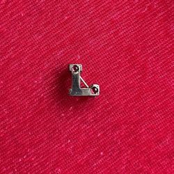 1960s Vintage Initial L Gold Filled Lapel Pin w Red Rhinestones