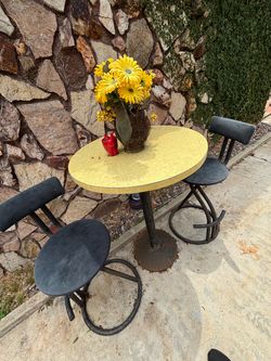 Round Bistro Table with Two Chairs