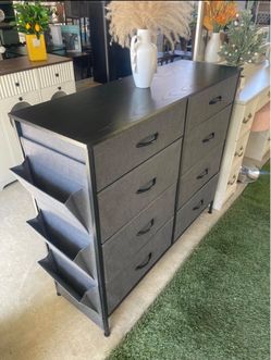 10-Drawer Fabric Dresser with Metal Frame