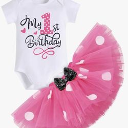 1st Birthday Outfit And High Chair Minnie Decoration 