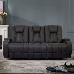 Brand New Plush Dark Grey Reclining Sofa & Loveseat 