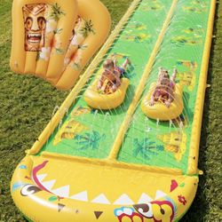 40×6.5FT Heavy Duty Slip and Slide with Sprinkler and 2 Boards, Water Slide for Adults with 3-Way Water Sprinkler, Giant Slip n Slide for Outdoor Back