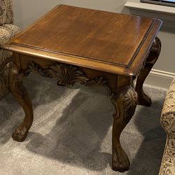 Ornate Vintage Accent Table – Hand-Carved Solid Wood