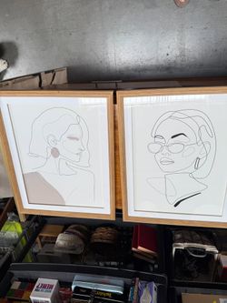 Set of 2 Line Art Portraits – Minimalist Framed Prints