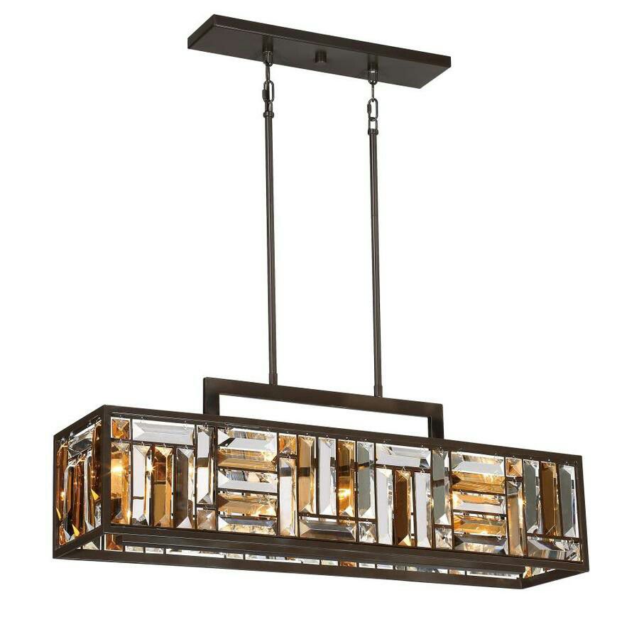 Quoizel Crossing 8.25-in W 4-Light Bronze Kitchen Island Light with Tinted Shade
