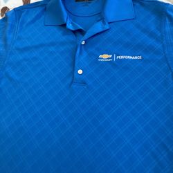 Greg Norman Chevrolet Performance Embroidered Blue Golf Polo Shirt Medium Mens (Lakewood Ranch)
