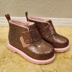 Mini Melissa Pink Glittery Boots Size 8 Toddler Girls