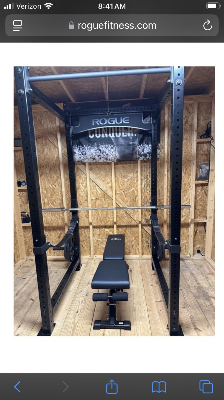 Rogue Fitness RML-490 Power Rack 3.0 Stand With Rogue Nameplate Crossmember