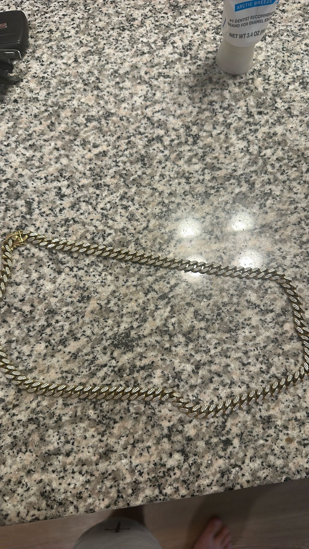14 Karat Gold Cuban Link With Sterling Silver Chain