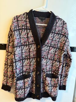 Ann Taylor Plaid Cardigan xxs