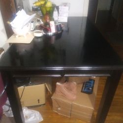 Kitchen Table, 4 Chairs and China Cabinet (Black)