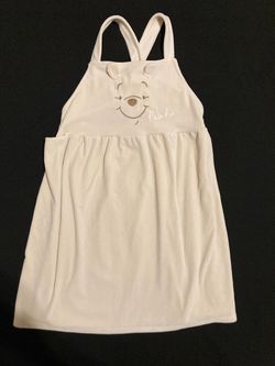 Disney Winnie The Pooh Corduroy Pinafore Dress Girls Size 6X Embroidered Facial Details
