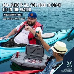 Floating Cooler – 32 QT up to 60 Hours Amphibious Ice Chest 