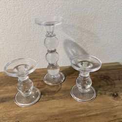 Bubble glass pillar candle holders - Set of 3