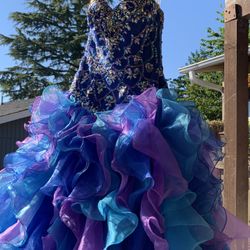 Quinceañera Dress, pillows, shawl, bible