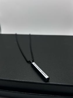 Black Bar Pendant Necklace Engraved "We are always together"