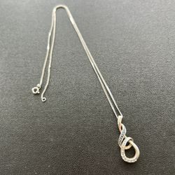 Sterling Silver Diamond Infinity Necklace. 