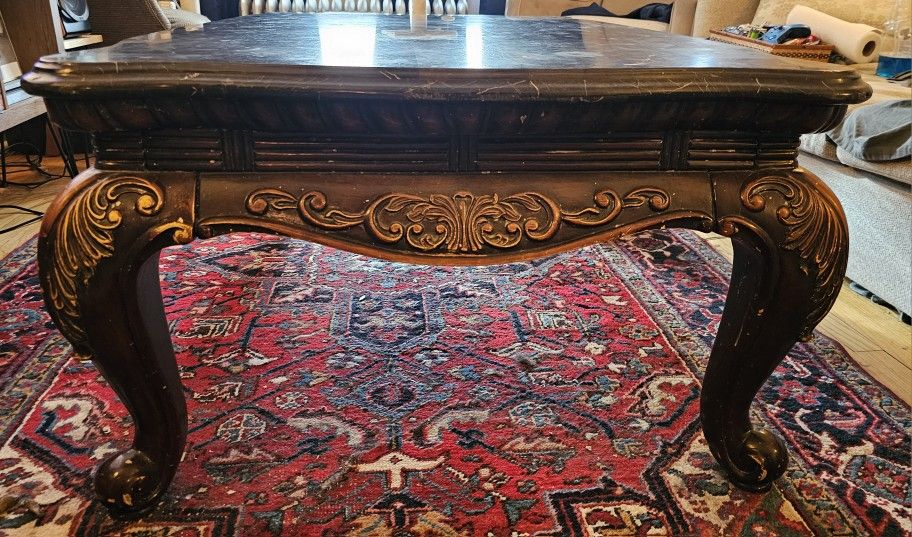 HUGE!! Very Cool Black Marble Coffee Table