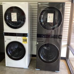 Lg Front Load Wash Tower With Central Control Available In Black, Stainless White Red And Gray,