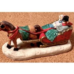 Victorian Village One Horse Open Sleigh Carriage Christmas Village 1995 VTG