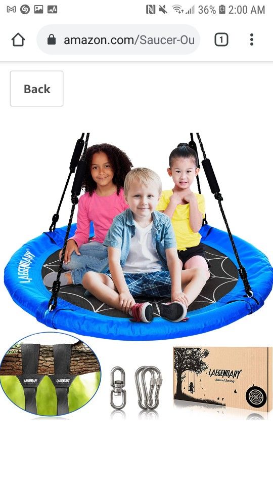 Laegenoary - 40 Inch Flying Saucer Tree Swing for Kids