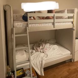 Romana II Beige Fabric Finish Twin/Twin Bunk Bed