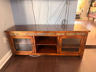 Wooden TV Stand with Frosted Glass Doors