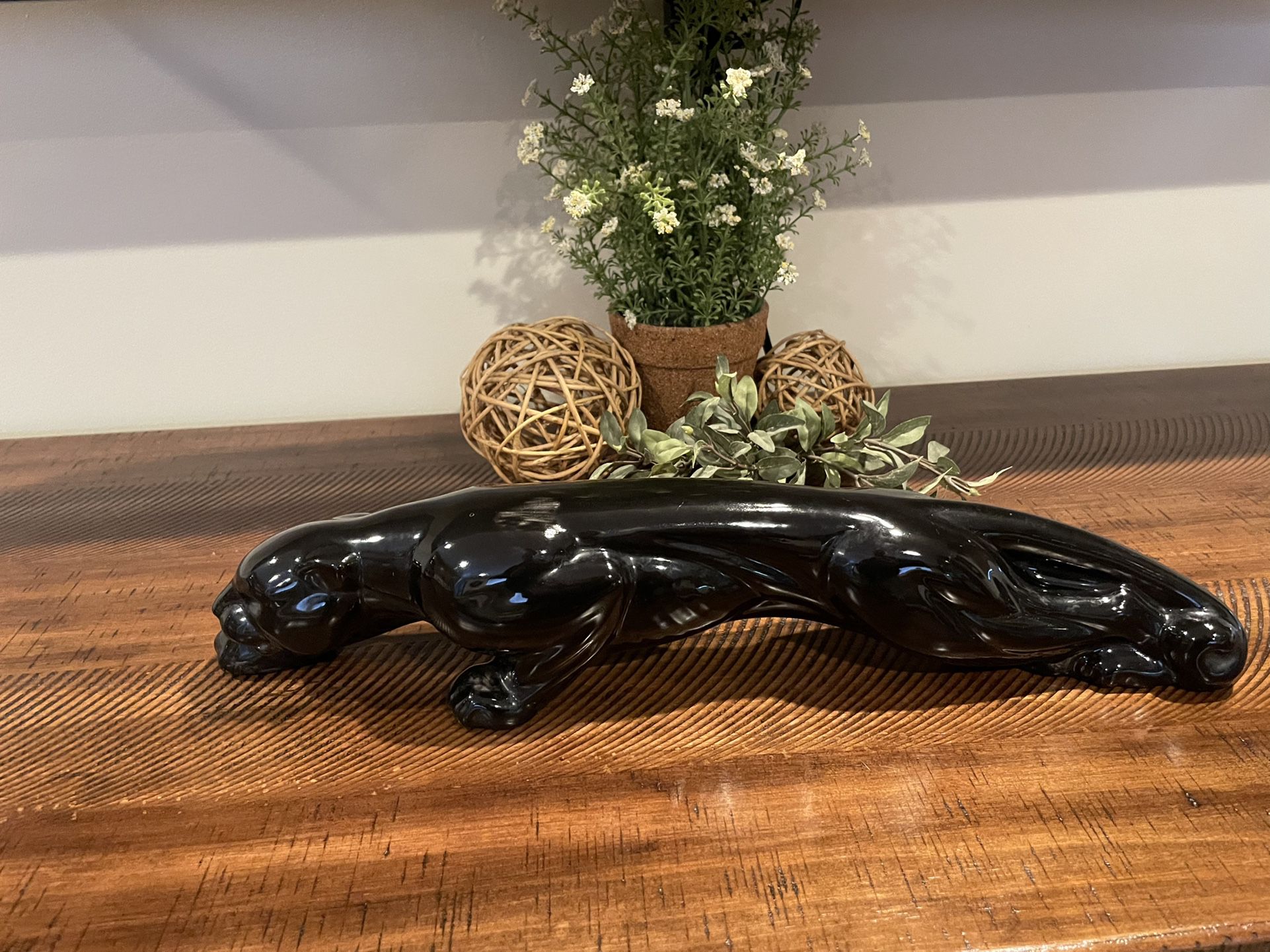 Vintage Mid Century Royal Haeger Black Panther Jaguar 24” Ceramic Figure Sculpture