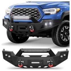 New in the box 16-23 Tacoma Front Bumper w/Winch Plate, 144W Light Bar, 4x18w Lights, D-rings, License Plate Bracket for Toyota Tacoma 3rd Gen 2016-20