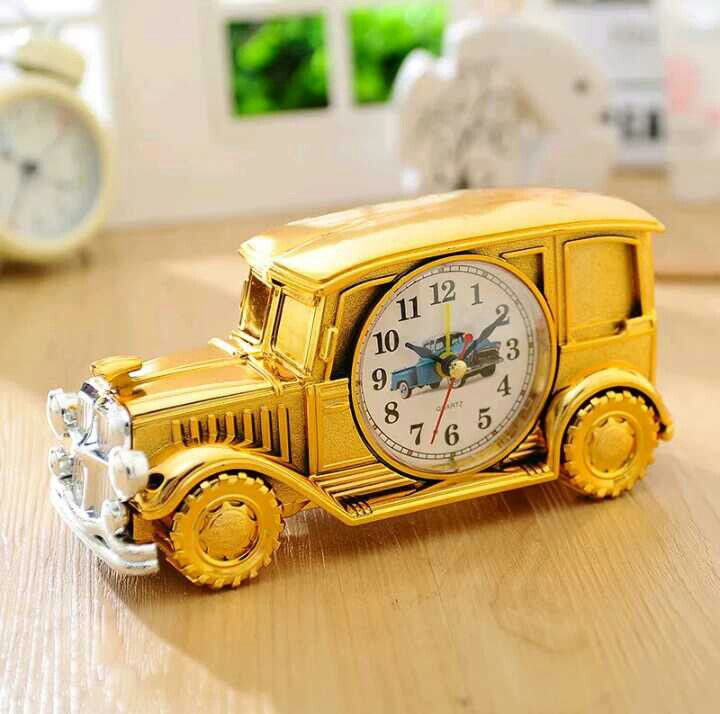 Gold car alarm clock