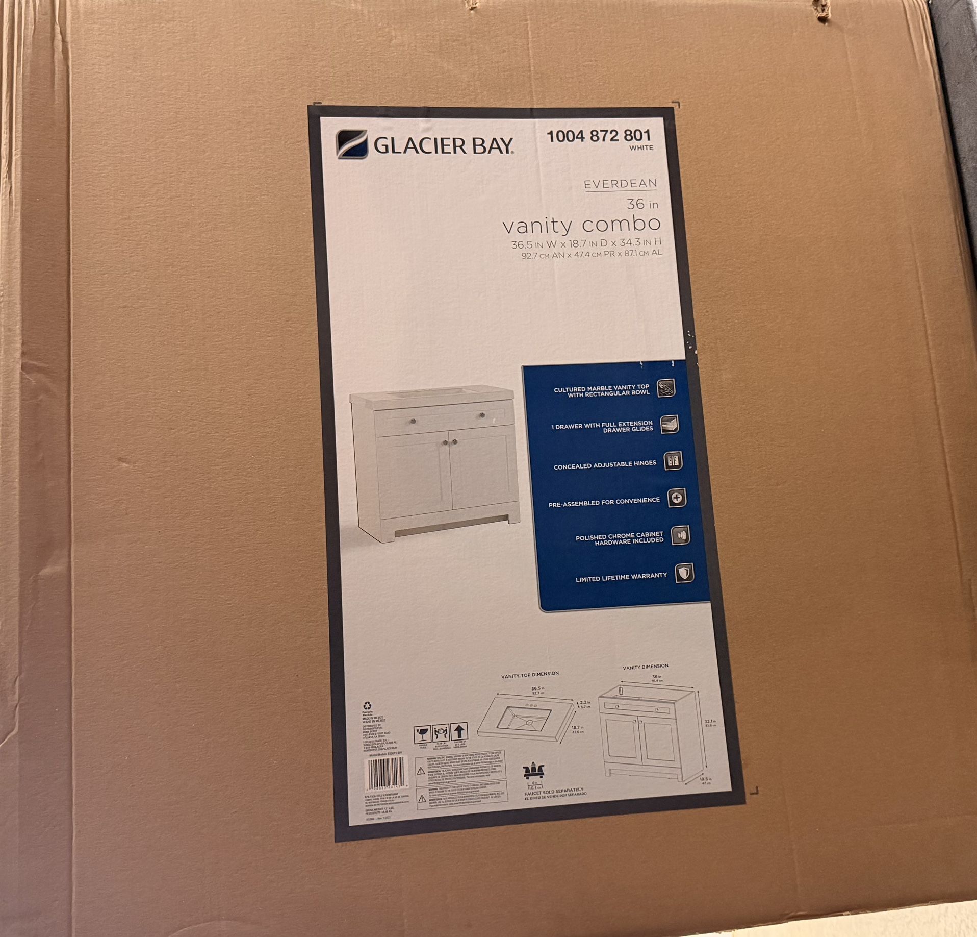 30 Inch Vanity Combo With Topping Sink, White