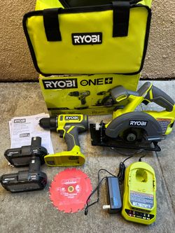 RYOBI ONE+ 18V Cordless 2-Tool Combo Kit with Drill/Driver, Circular Saw, (2) Compact Batteries, and Charger