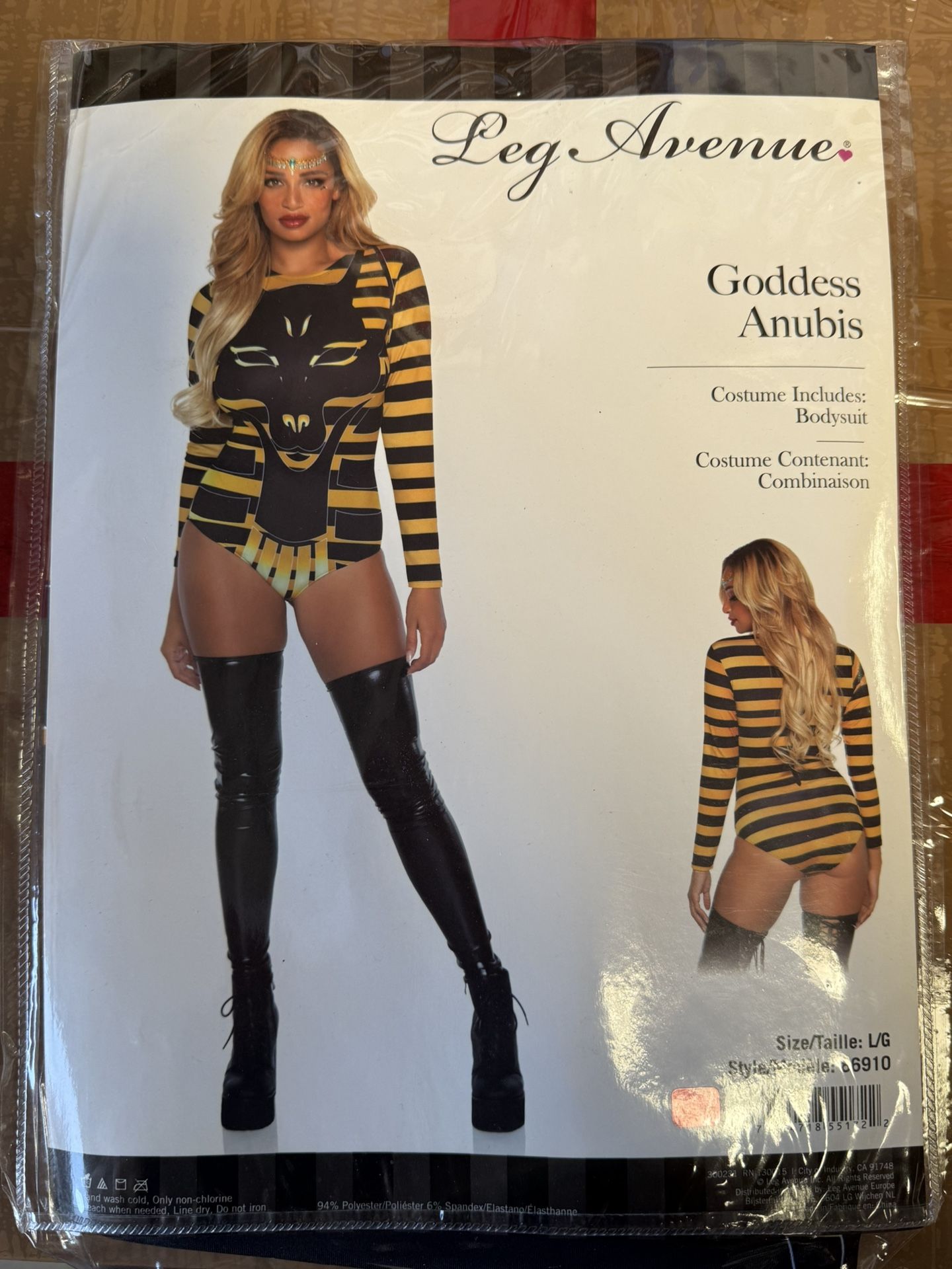 Goddess Anubis Women’s Halloween Costume Bodysuit Size Large New