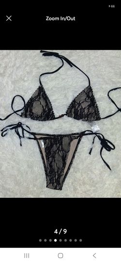 Black Lace Triangle Bikini Set
