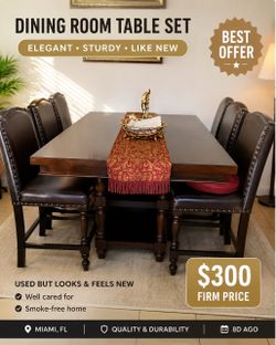 Dining Room Table Set with 6 Chairs