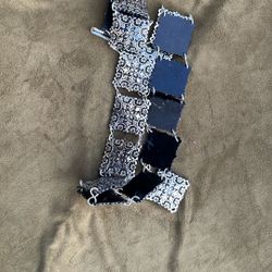 Belts, Black And Silver Metallic Design