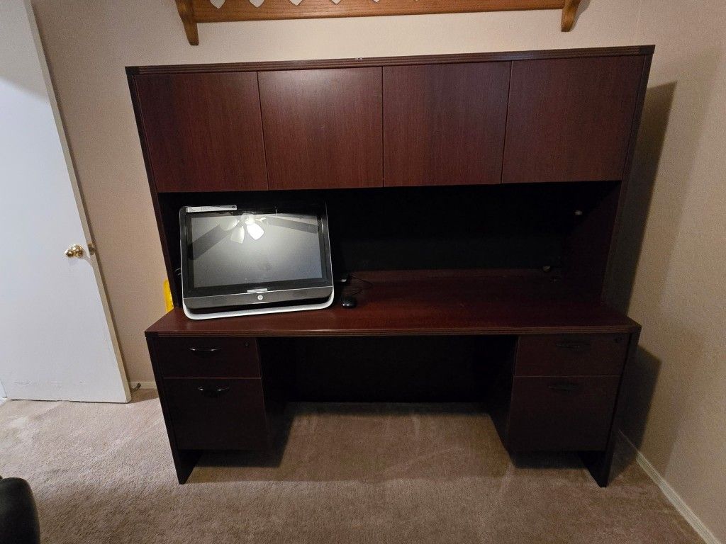 Solid Cheerywood Office Desk & Printer Cabinet Very Heavy !!!