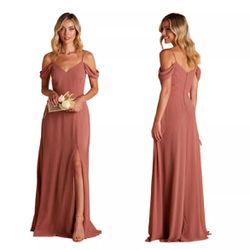 Birdy Grey Mira Chiffon Dress English Rose Size S - Bridesmaid/Prom Gown (Flaws)